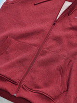 Red Fleece Sleeve Less Hooded Sweatshirt