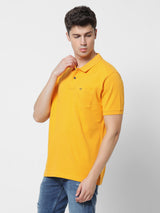 Yellow Solid Casual Polo T-Shirt