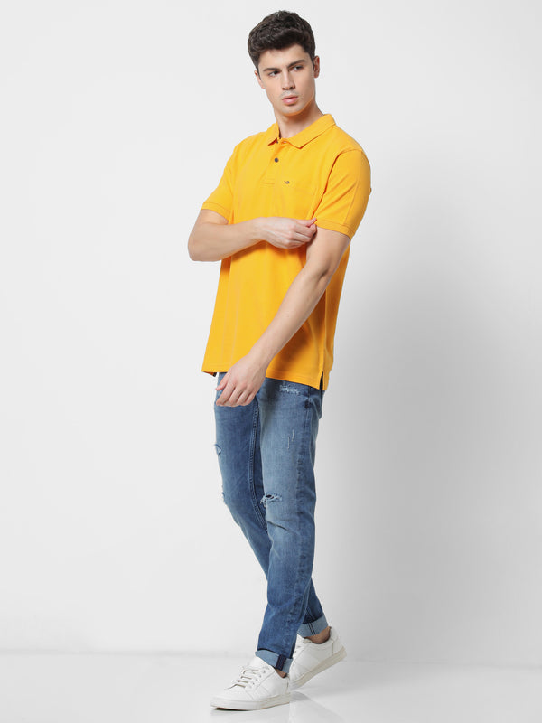 Yellow Plain Casual T-Shirt