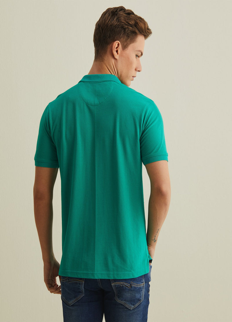 Teal Green Solid Polo