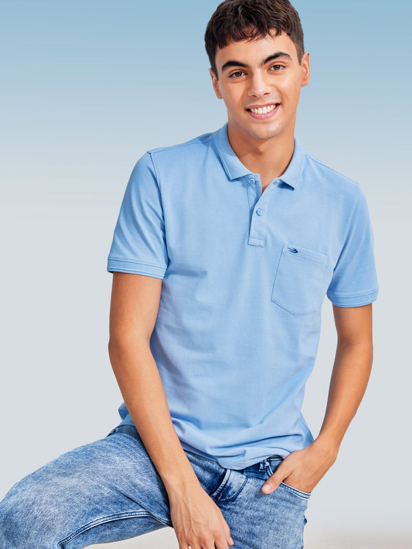 Blue Plain Polo T-Shirt