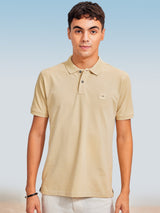 Khakhi Plain Stretch Polo T-Shirt