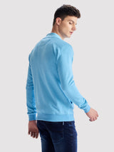 Blue Fleece High Neck Sweatshirt