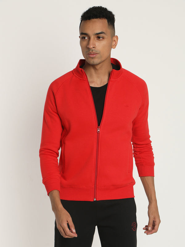 Red Fleece High Neck Sweatshirt