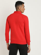 Red Plain Zipped Sweatshirt
