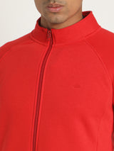 Red Plain Zipped Sweatshirt