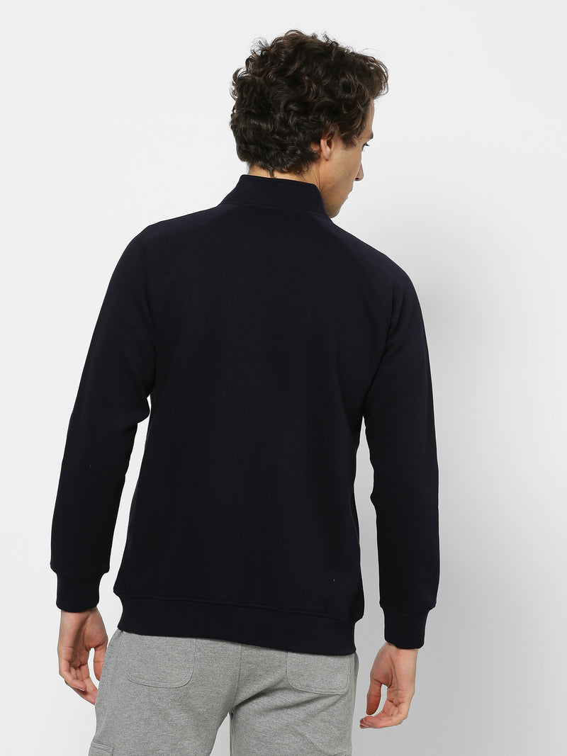 Navy Fleece High Neck Sweatshirt