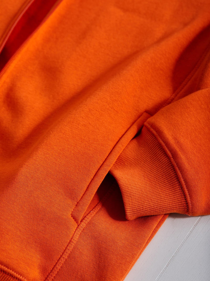 Orange Plain Hooded Sweatshirt