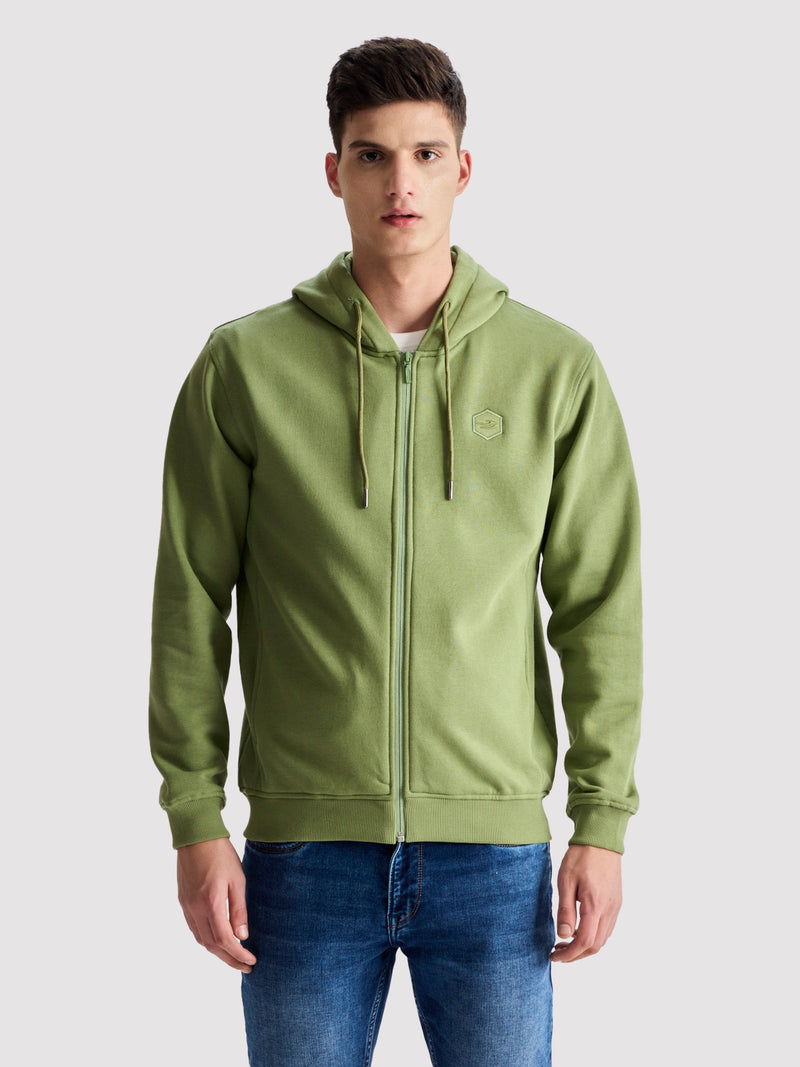 Green Fleece Hooded Sweatshirt