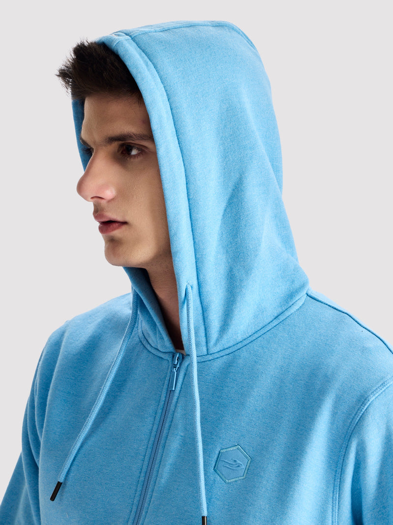 Blue Fleece Hooded Sweatshirt