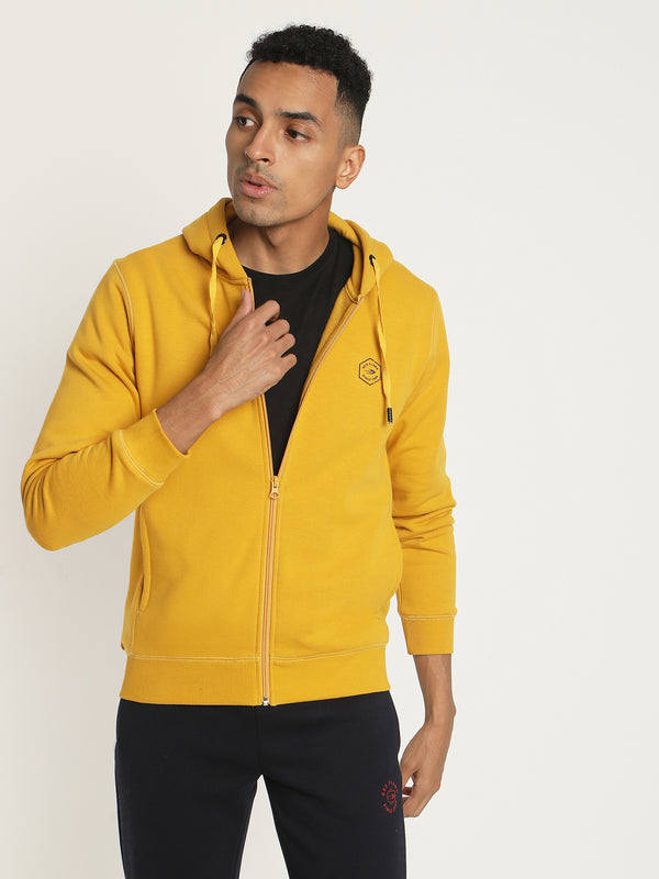 Yellow Plain Zipped Sweatshirt