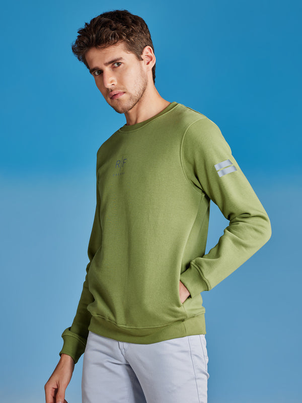 Green Fleece Crew Neck Sweatshirt