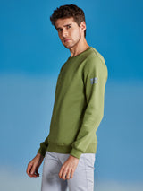 Green Fleece Crew Neck Sweatshirt