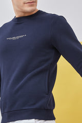 Navy Solid Crew Neck Sweatshirt