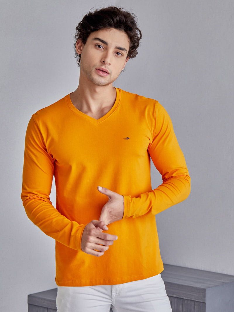 Orange Plain Stretch T-Shirt