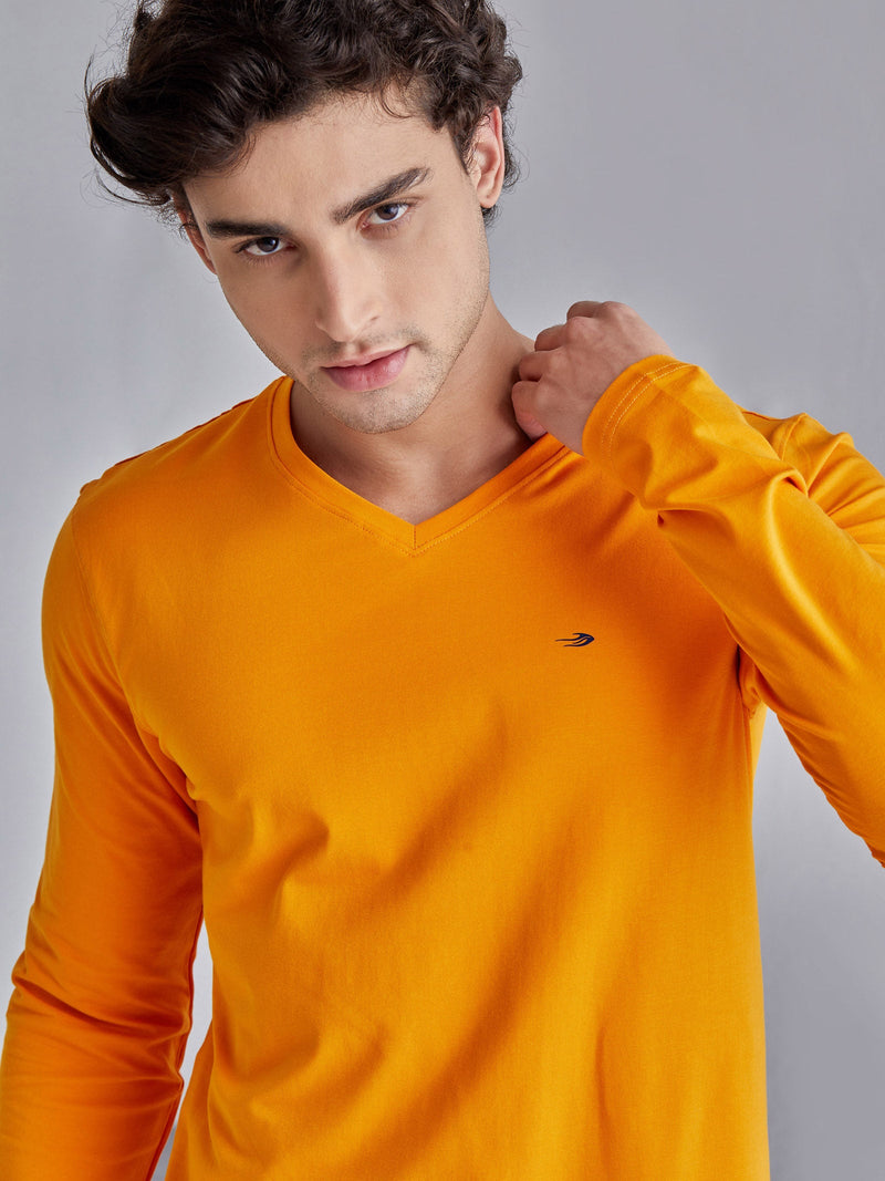 Orange Solid Stretch T-Shirt