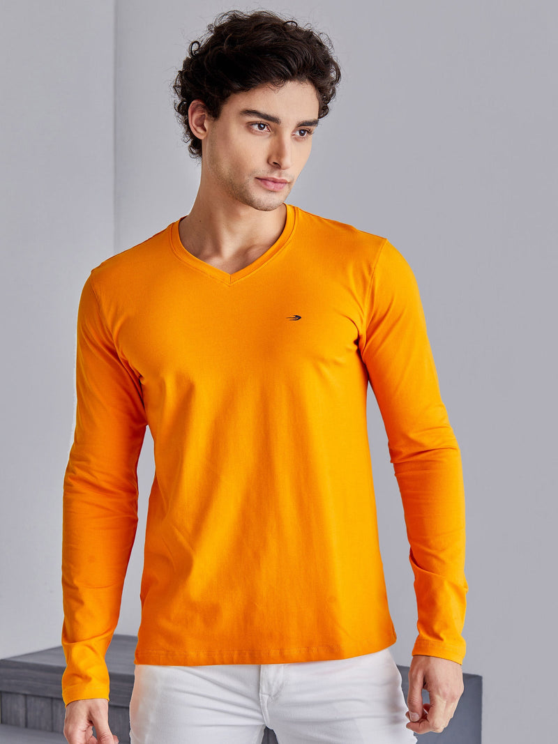 Orange Solid Stretch T-Shirt