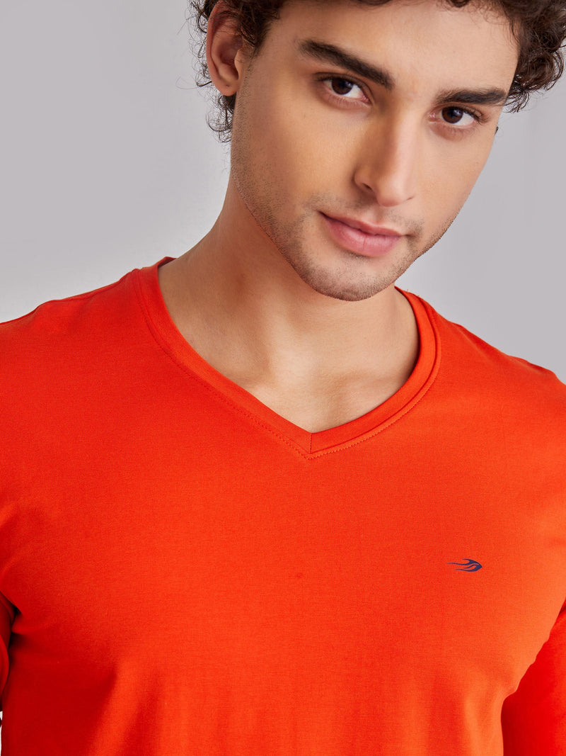 Dark Orange Solid Stretch T-Shirt