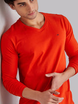 Dark Orange Solid Stretch T-Shirt