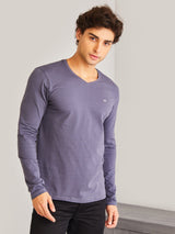 Grey Solid Stretch T-Shirt