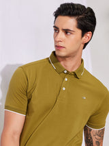 Olive Stretch Polo T-Shirt
