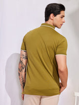 Olive Stretch Polo T-Shirt