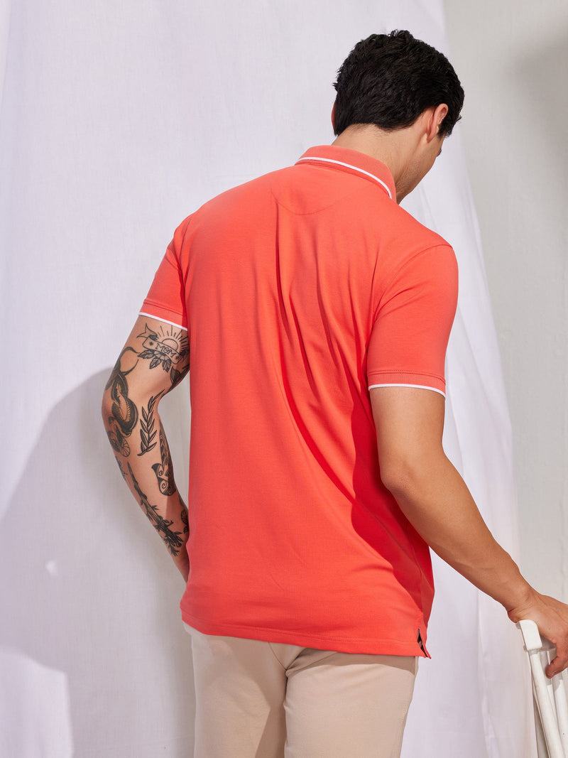 Orange Stretch Polo T-Shirt