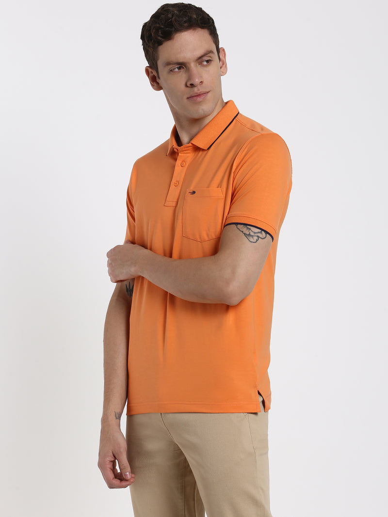 Orange Solid Polo T-Shirt