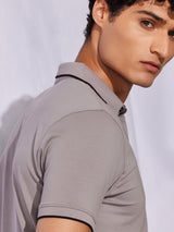 Grey Stretch Polo T-Shirt