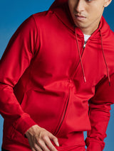 Red 4-Way Stretch Hooded Sweatshirt