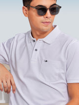 White Plain Stretch Polo T-Shirt