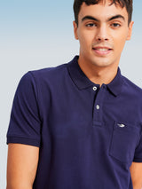 Navy Solid Stretch Polo T-Shirt