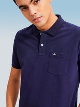 Navy Solid Stretch Polo T-Shirt