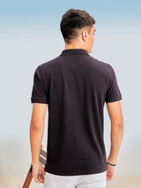Black Plain Stretch Polo T-Shirt