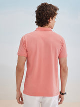 Pink Plain Stretch Polo T-Shirt