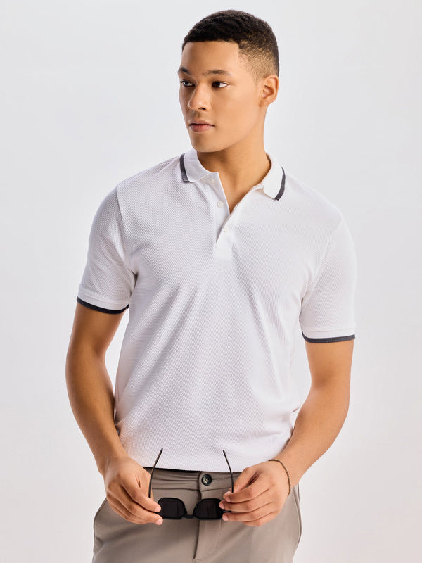 White Regular Fit Pure Cotton Polo T-Shirt