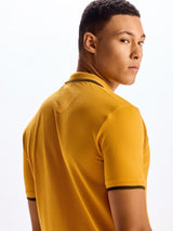 Dark Yellow Regular Fit Pure Cotton Polo T-Shirt