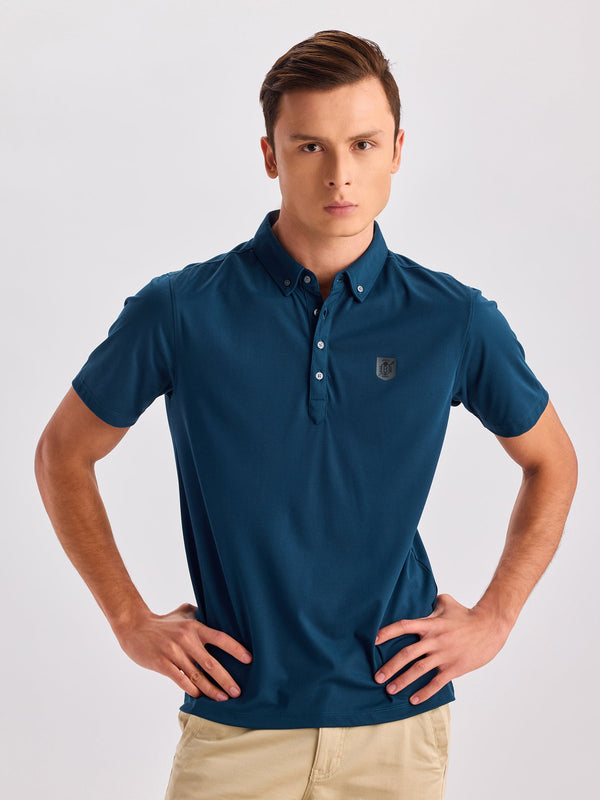 Teal blue Solid Polo T-Shirt