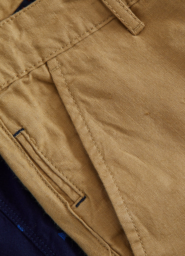 Khakhi Plain Linens Lean Fit Trouser