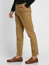 Khaki Solid Stretch Trouser