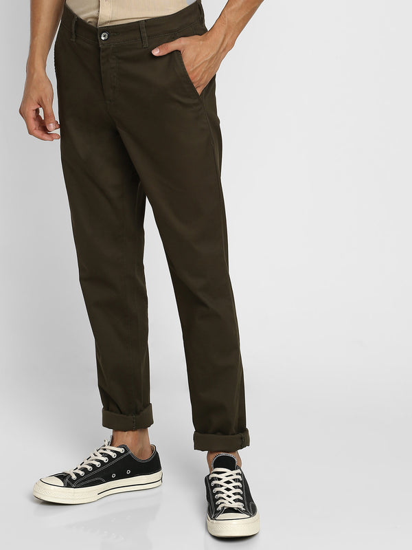Olive Solid Stretch Trouser