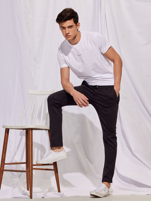 Dark Grey Plain 4-Way Stretch Ultra Slim Fit Trouser