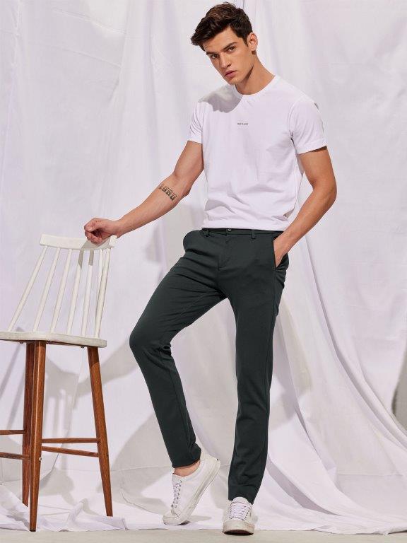 Dark Grey Solid 4-Way Stretch Ultra Slim Fit Trouser