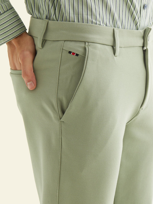 Green Plain 4-Way Stretch Ultra Slim Fit Trouser