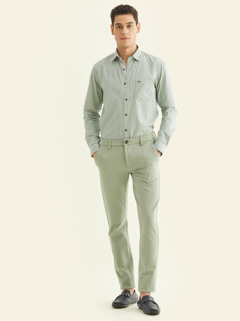 Green Plain 4-Way Stretch Ultra Slim Fit Trouser