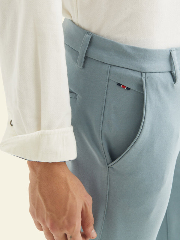 Blue Solid 4-Way Stretch Ultra Slim Fit Trouser