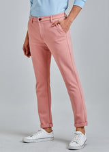 Pink Solid 4-Way Stretch Ultra Slim Fit Trouser