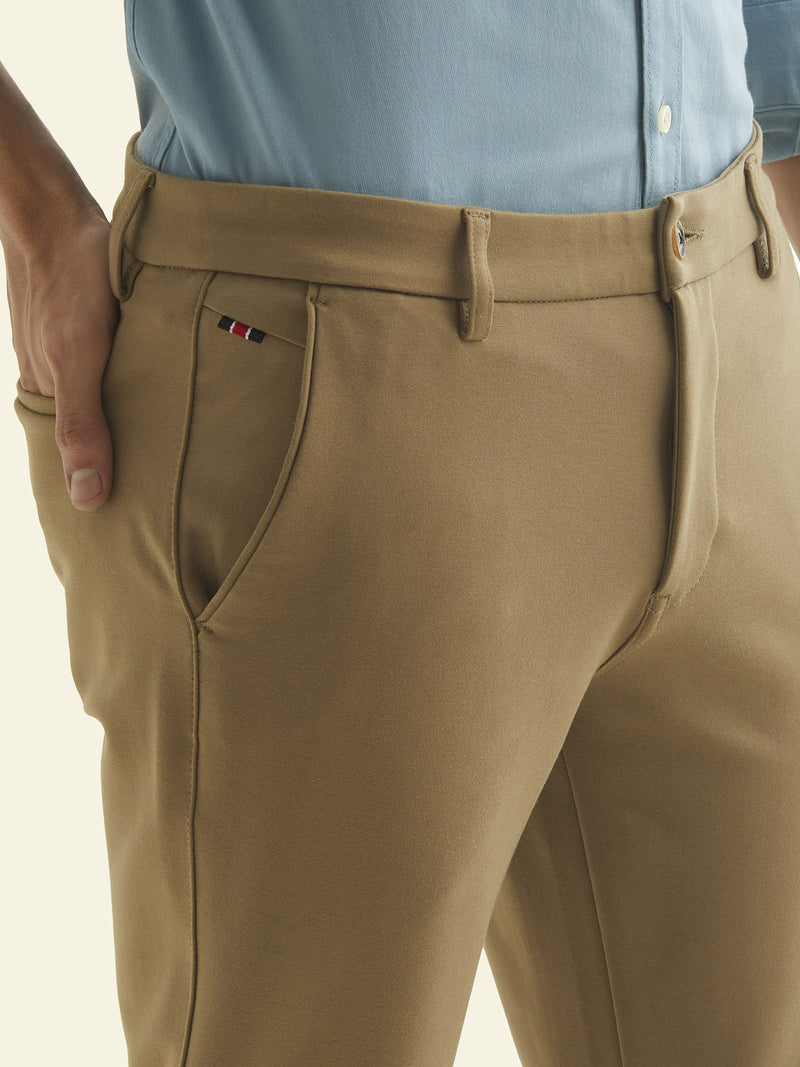Khaki Plain 4-Way Stretch Ultra Slim Fit Trouser