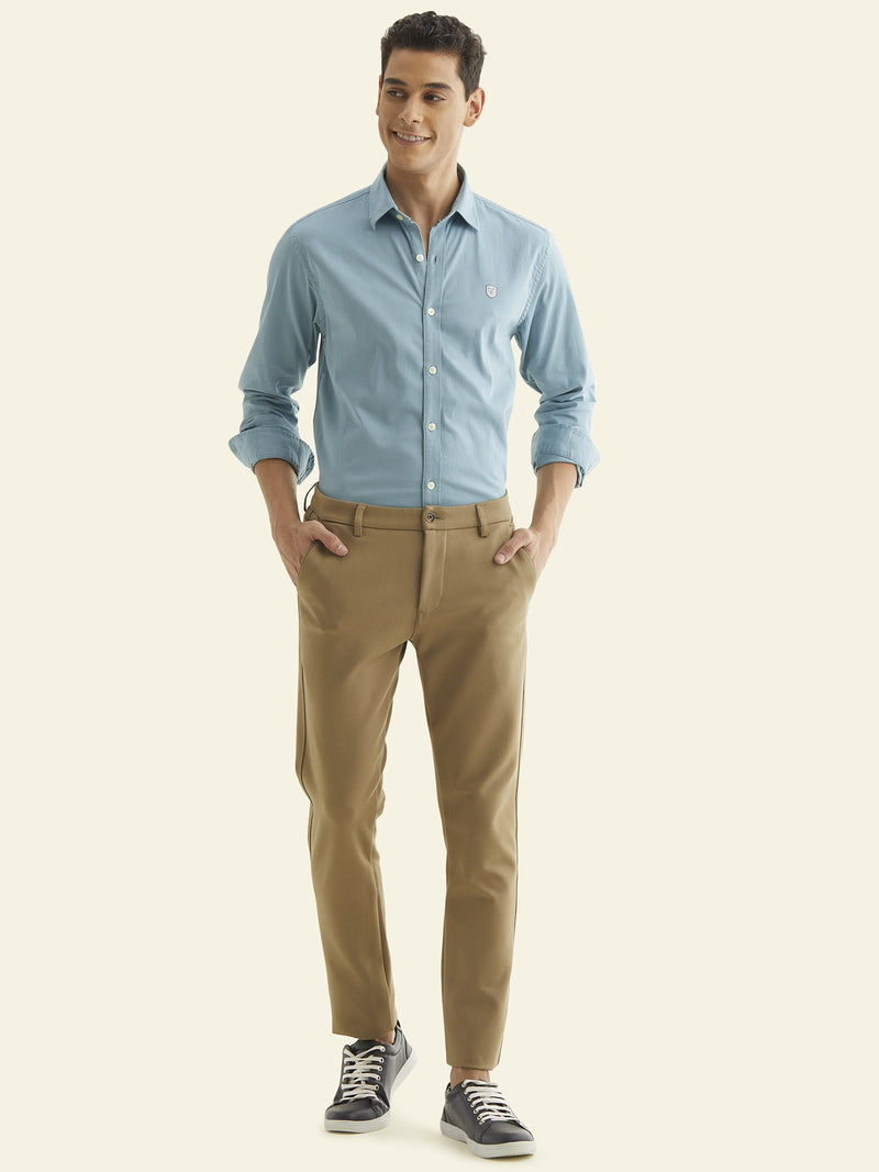 Khaki Plain 4-Way Stretch Ultra Slim Fit Trouser