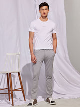 Grey Solid 4-Way Stretch Ultra Slim Fit Trouser